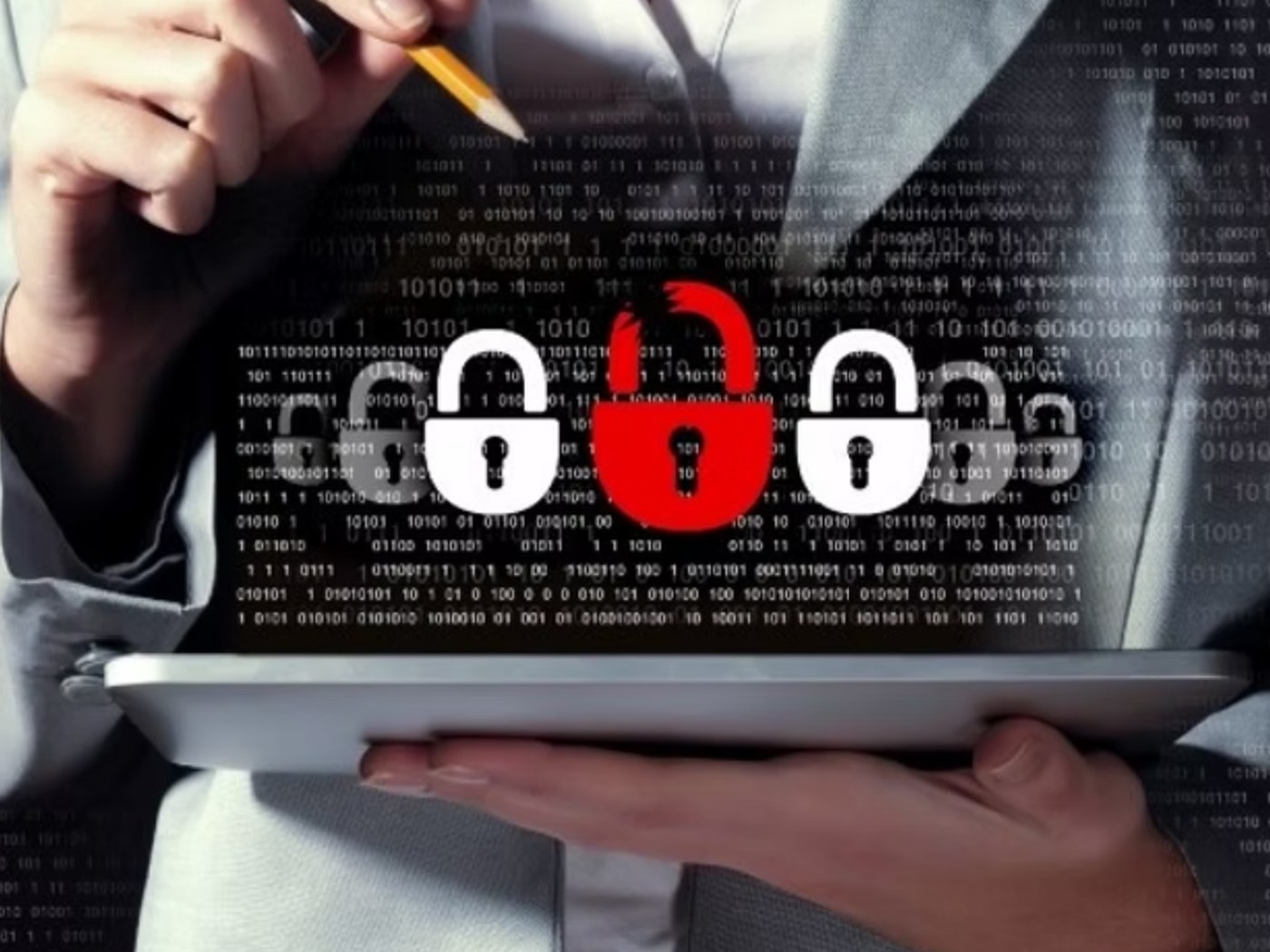Íconos de candado sobre flujos de datos, representando las verificaciones que protegen los fondos del cierre contra el fraude de transferencias.